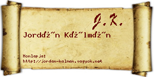 Jordán Kálmán névjegykártya