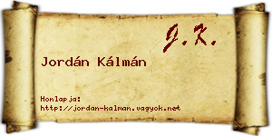 Jordán Kálmán névjegykártya